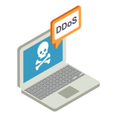 DDos Attack to Server By Hacker isometric Concept, perpetrator seeks to make a machine unavailable vector icon design, White Collar Crime symbol, Computer crime Sign, security breakers stock illustrat