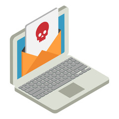 unwanted or unsolicited email isometric Concept, Malware Spread vector icon design, White Collar Crime symbol, Computer crime Sign, security breakers stock illustration