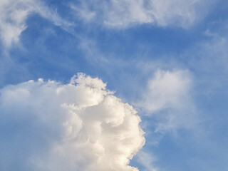 blue sky high shape outdoor group of white abstract clouds background in summer gradient light beauty background. beautiful bright cloud and calm fresh wind air