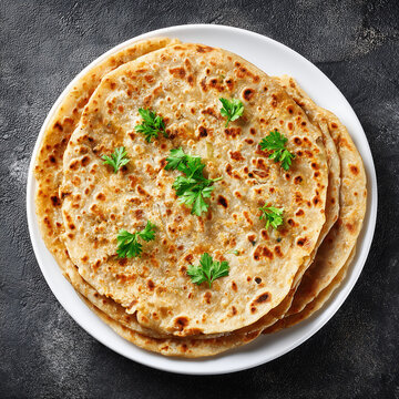Traditional Indian dishes - Paratha.Top view