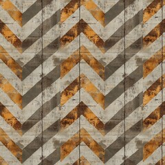 Orange and gray weathered hazard chevron pattern.