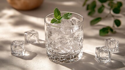 Refreshing iced beverage in a glass tumbler
