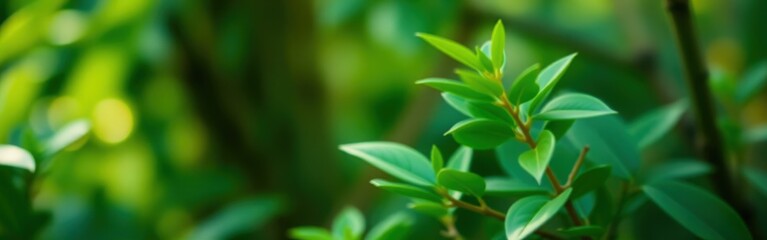 Obraz premium Lush greenery: A serene close-up of vibrant green leaves in a natural setting