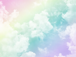 beauty sweet pastel violet and green colorful with fluffy clouds on sky. multi color rainbow image. abstract fantasy growing light