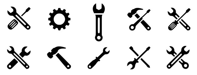 Simple tool icons for construction and repair