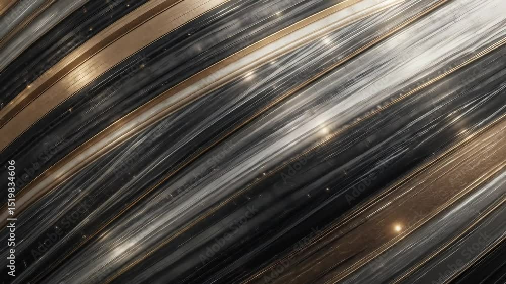 Poster abstract metallic ribbons flowing with light and shadow, a dynamic background