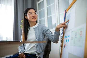 Young Thai Woman Conducting Online Presentation from Home