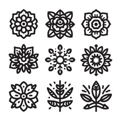 Flowers related editable stroke outline icon set flat vector illustration