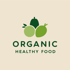 An elegant logo design for organic food brands featuring colorful produce and a leafy motif, representing a commitment to healthy living and eco-friendliness.