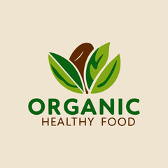 A vibrant organic healthy food logo showcasing an array of fresh fruits and vegetables, symbolizing health and sustainability in a modern design.