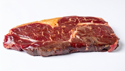 Fototapeta premium Argentinian Steak Bife de Chorizo (Sirloin Strip / Striploin) white background 