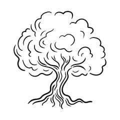 A sketch vector illustration of a tree, showcasing intricate details in its branches and leaves. This artwork captures the beauty of nature with a hand-drawn aesthetic, perfect for organic themes.