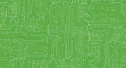 Seamless motherboard circuit on green background.