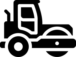 Road roller icon. Silhouette style.