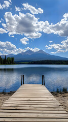 Tranquil Lakeside Dock With Mountain View