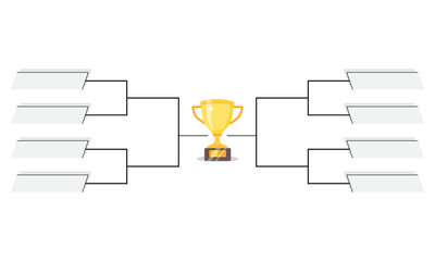 Simple black tournament bracket template for 8 teams isolated on white