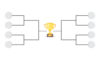 Simple black tournament bracket template for 8 teams isolated on white