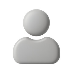 A simple, gray, 3D rendering of a person icon