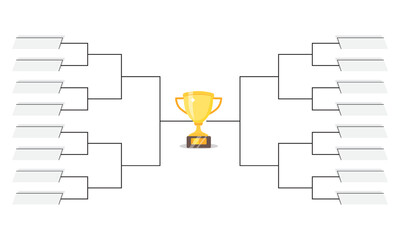 Simple black tournament bracket template for 16 teams isolated on white