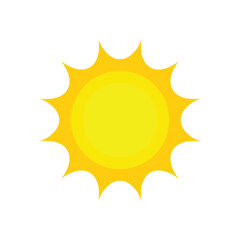Sun icon. Simple and flat sun icon vector design on a white background