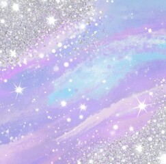 Obraz premium Dreamy watercolor artworks swirling gradients colorful Sparkling gold flecks fluid waves celestial starbursts Whimsical bubble shimmer metallic accents palettes artistic fluidity background wallpaper