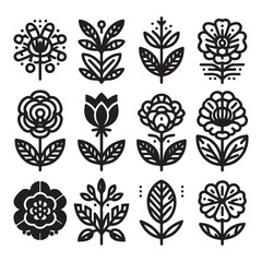 Flowers related editable stroke outline icon set flat vector illustration