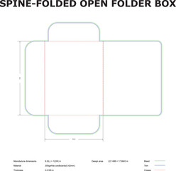 Spine folded open folder box template die cut design