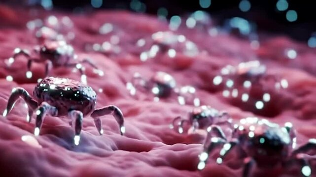 Nanobots Walk Cellular Structure Microscopic Medical Tech