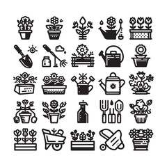 Flowers related editable stroke outline icon set flat vector illustration