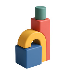 Stacked pastel-colored blocks forming an abstract structure
