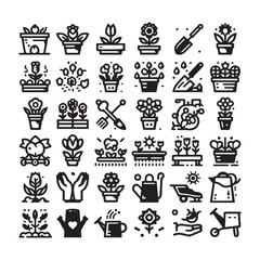 Flowers related editable stroke outline icon set flat vector illustration