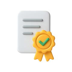 3D rendering of a document with a quality seal