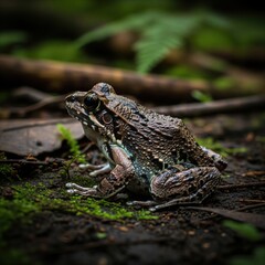 African Rain Frog, rain frog 4k hd high quality wallpaper background picture | Close-Up Realistic African Rain Frog in Rainy Natural Habitat