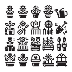 Flowers related editable stroke outline icon set flat vector illustration