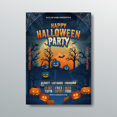 creative halloween night party poster invitation template design