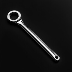 Chrome wrench on black background perfect for mechanics and repair concepts tools automotive and construction focused industrial imagery