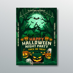 dark halloween night party poster celebration template