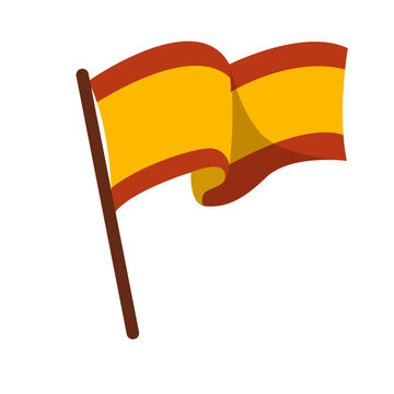 waving spanish flag, yellow and red