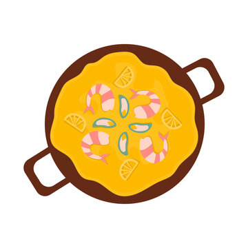 paella dish with shrimp and lemon clip art preview