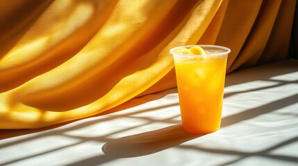Sunny orange drink in plastic cup