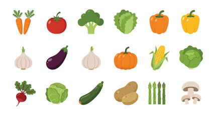 vegetables set isolated on white
