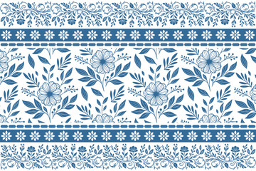 floral elements pillow cover hand drawn.sketch floral modern seamless pattern.white background outline blue floral.fashion one line botanical stems.kitchen wear decoration minimal

