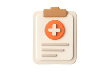 Obraz premium A 3D rendered icon of a clipboard with a medical cross, representing a medical report or prescription