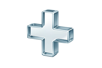 Fototapeta premium A 3D rendered, glass-like plus symbol