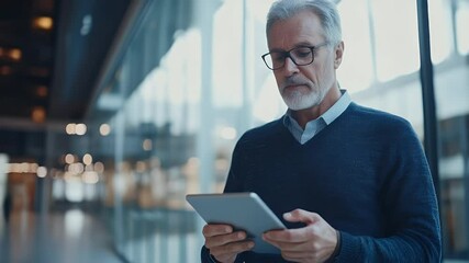 Mature man using tablet in modern office - Powered by Adobe
