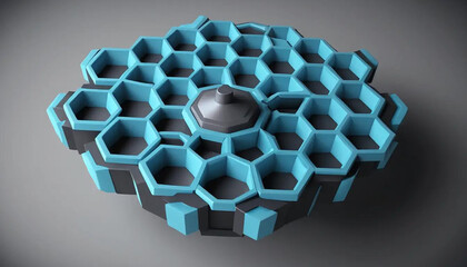 Loading spinner in 3D with hexagonal pattern.