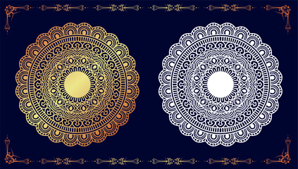 Logo icon ornamental mandala design in gold color. vector illustration