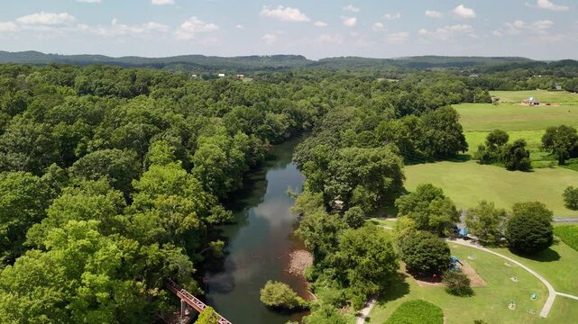 Aerial Drone Odyssey Over Ocoee River, Lake, and Dam, Tennessee