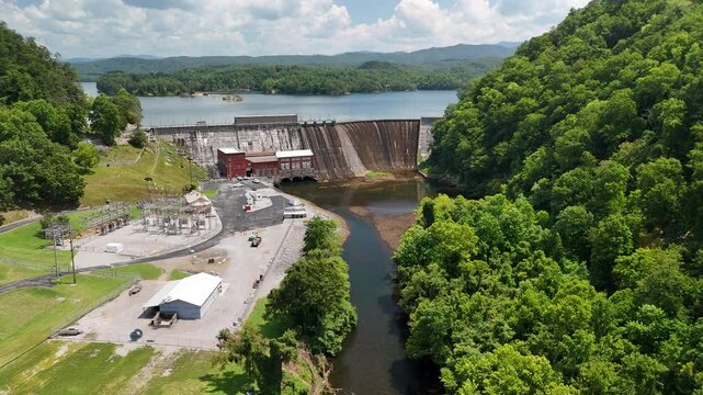 Aerial Drone Odyssey Over Ocoee River, Lake, and Dam, Tennessee