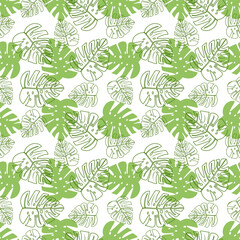 Green leaves pattern on white background.
